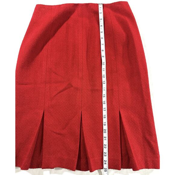 Neiman Marcus Exclusive Women’s Red Wool Blend Pleated Skirt Size 8 USA - Picture 2 of 7